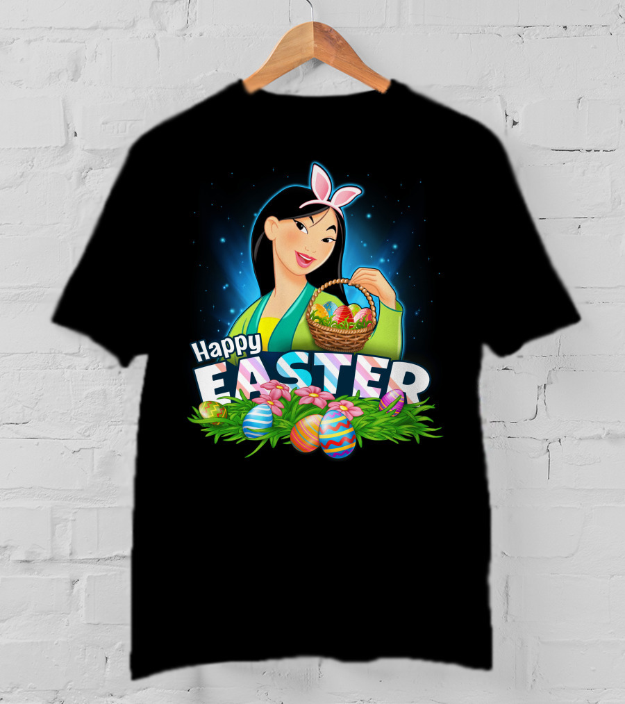 Mulan Happy Easter Basket With Eggs And Flowers T-Shirt