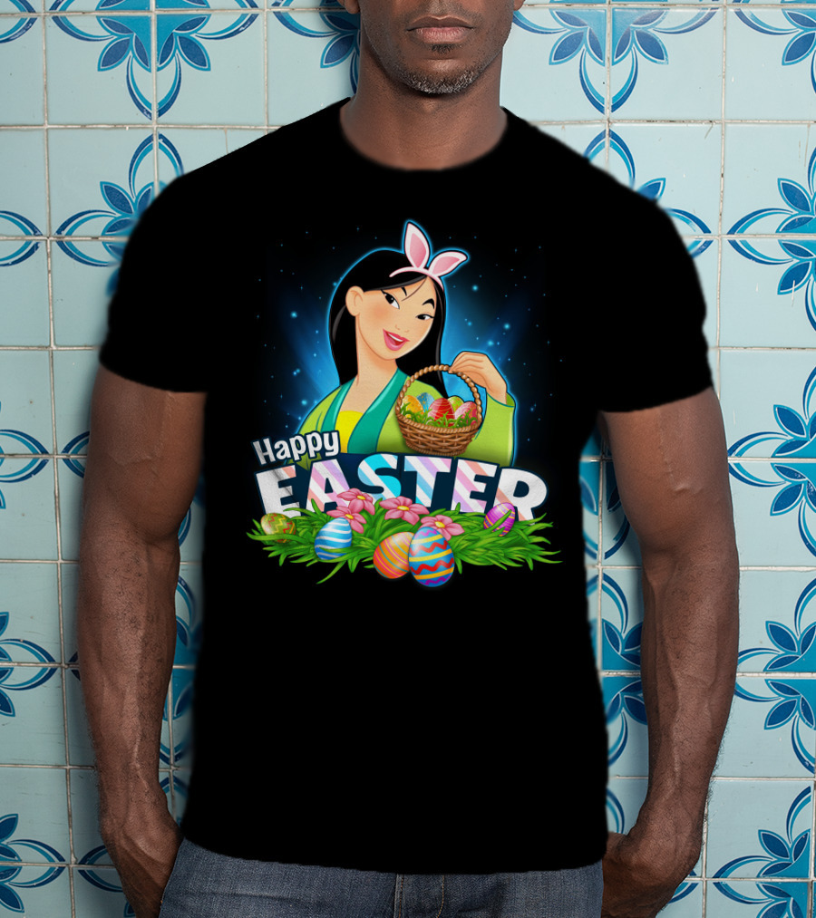 Mulan Happy Easter Basket With Eggs And Flowers T-Shirt