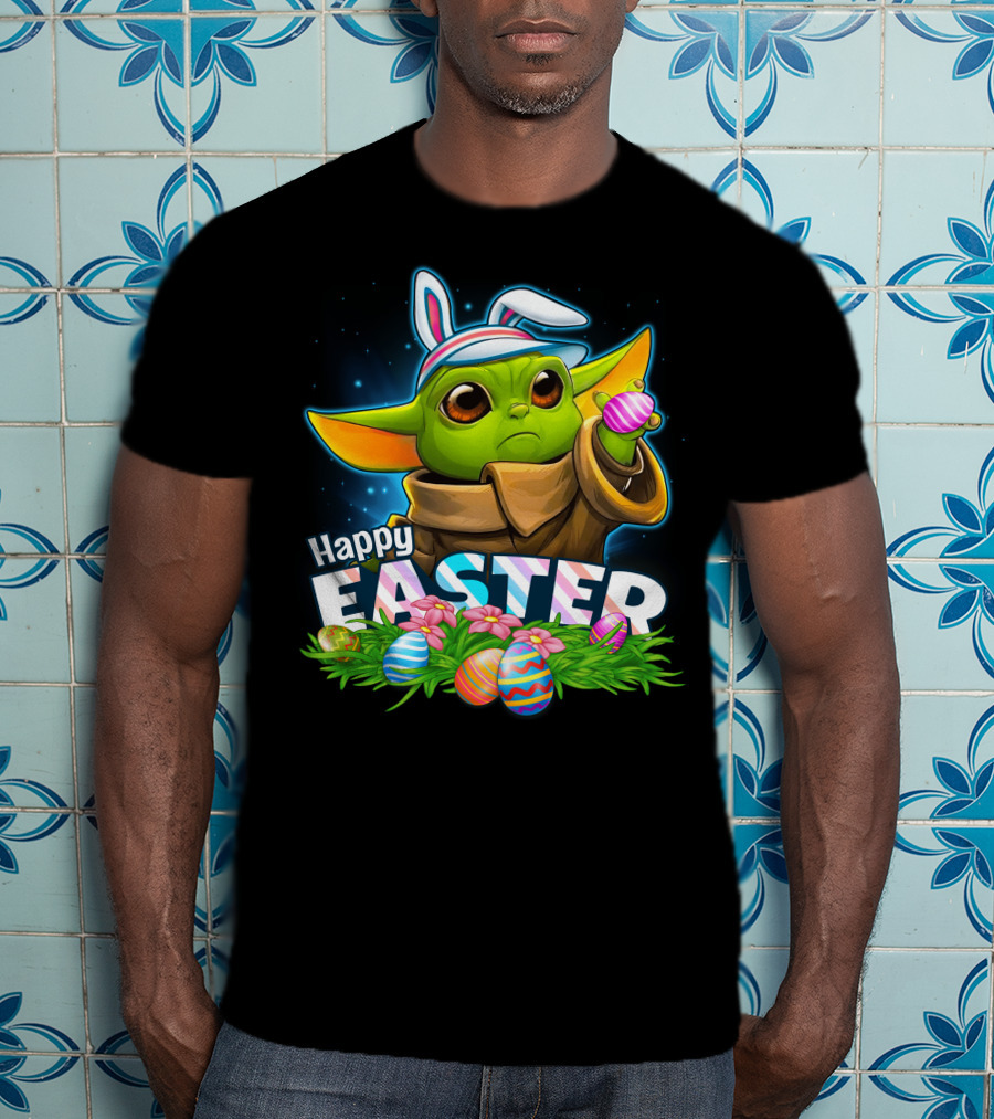Yoda Happy Easter Bunny Ears Eggs Fandom Celebration T-Shirt
