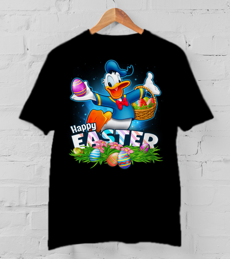 Donald Happy Easter With Colorful Eggs And Basket T-Shirt