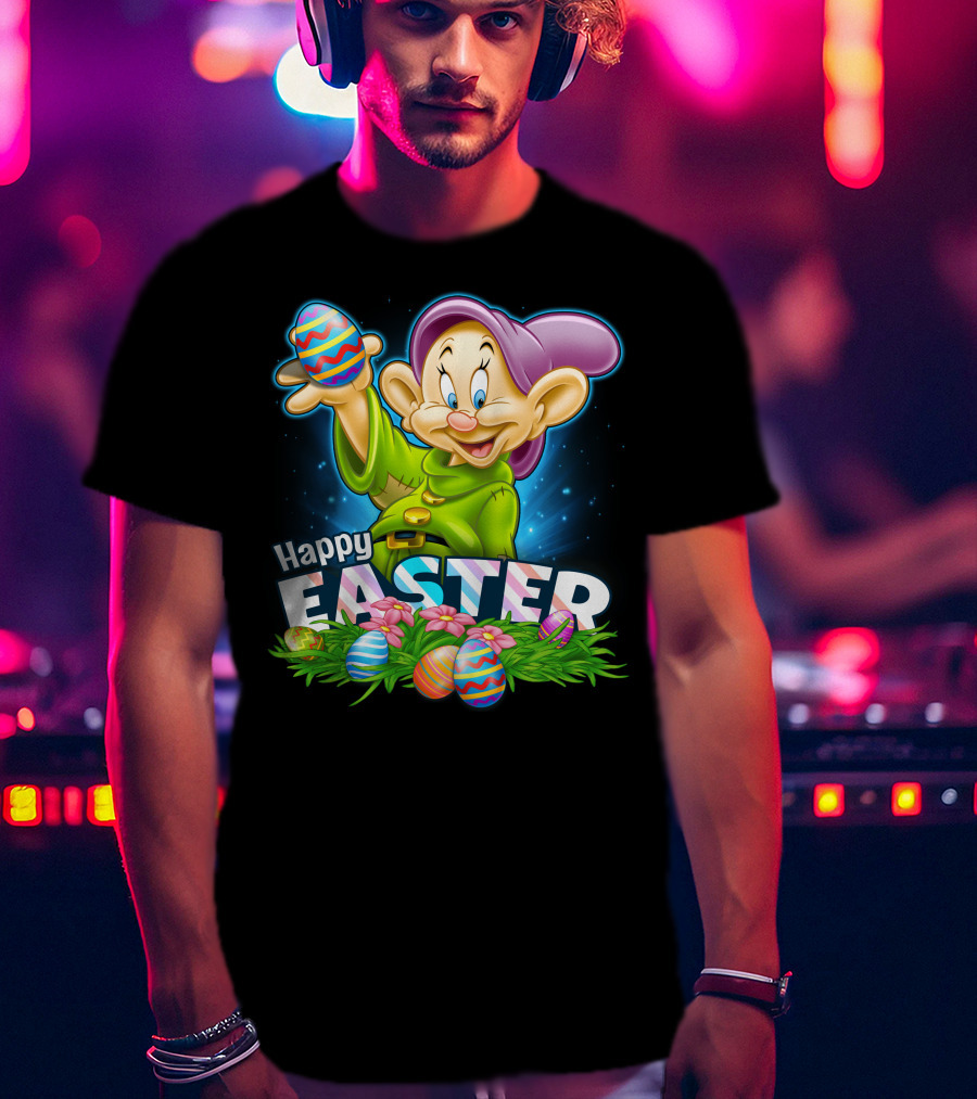 Dopey Happy Easter Colorful Eggs And Flowers T-Shirt
