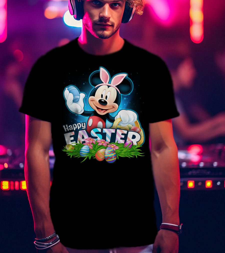 Mickey Happy Easter Basket Eggs Spring Celebration T-Shirt
