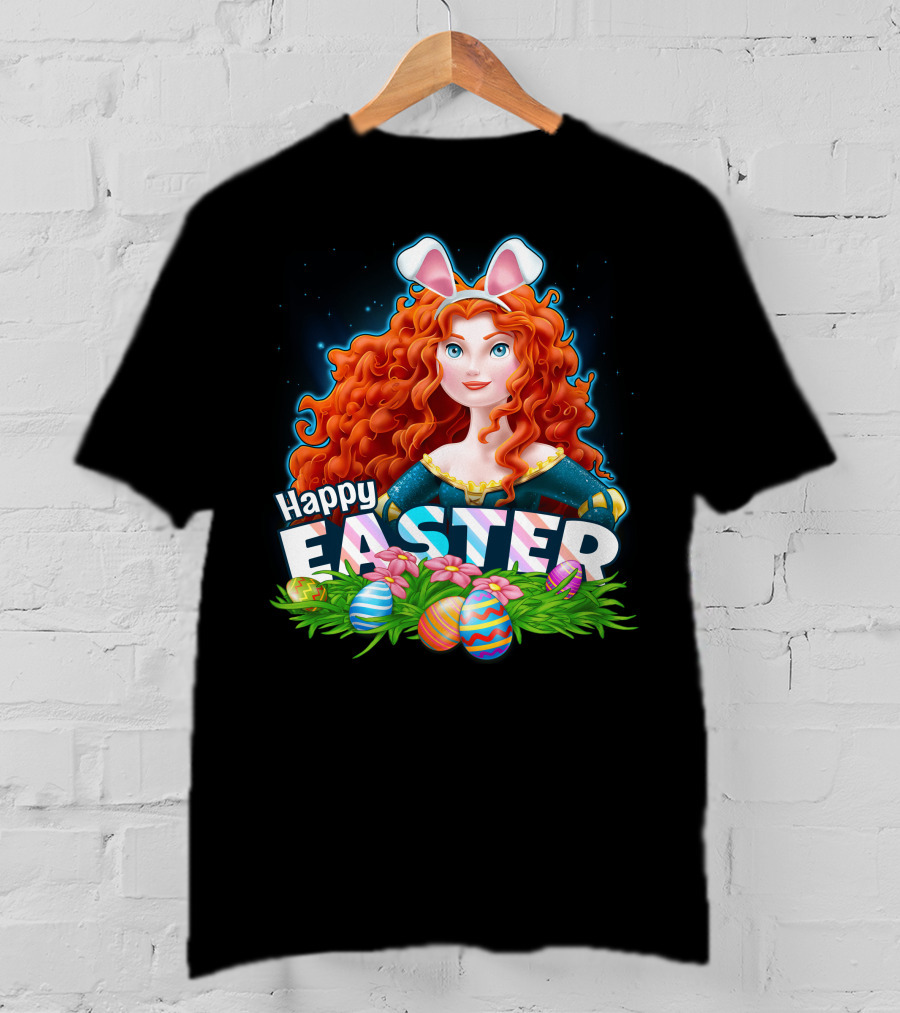 Merida Easter Celebration With Bunny Ears And Colorful Eggs T-Shirt