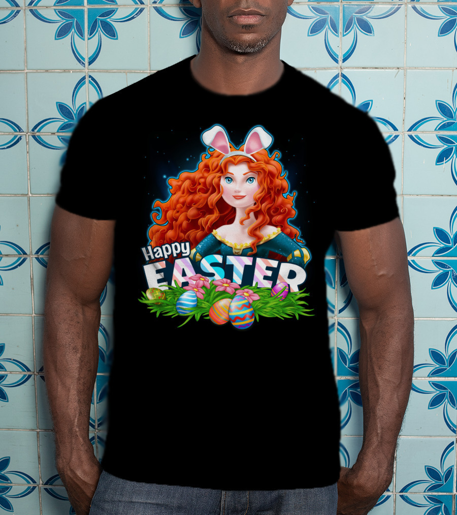 Merida Easter Celebration With Bunny Ears And Colorful Eggs T-Shirt
