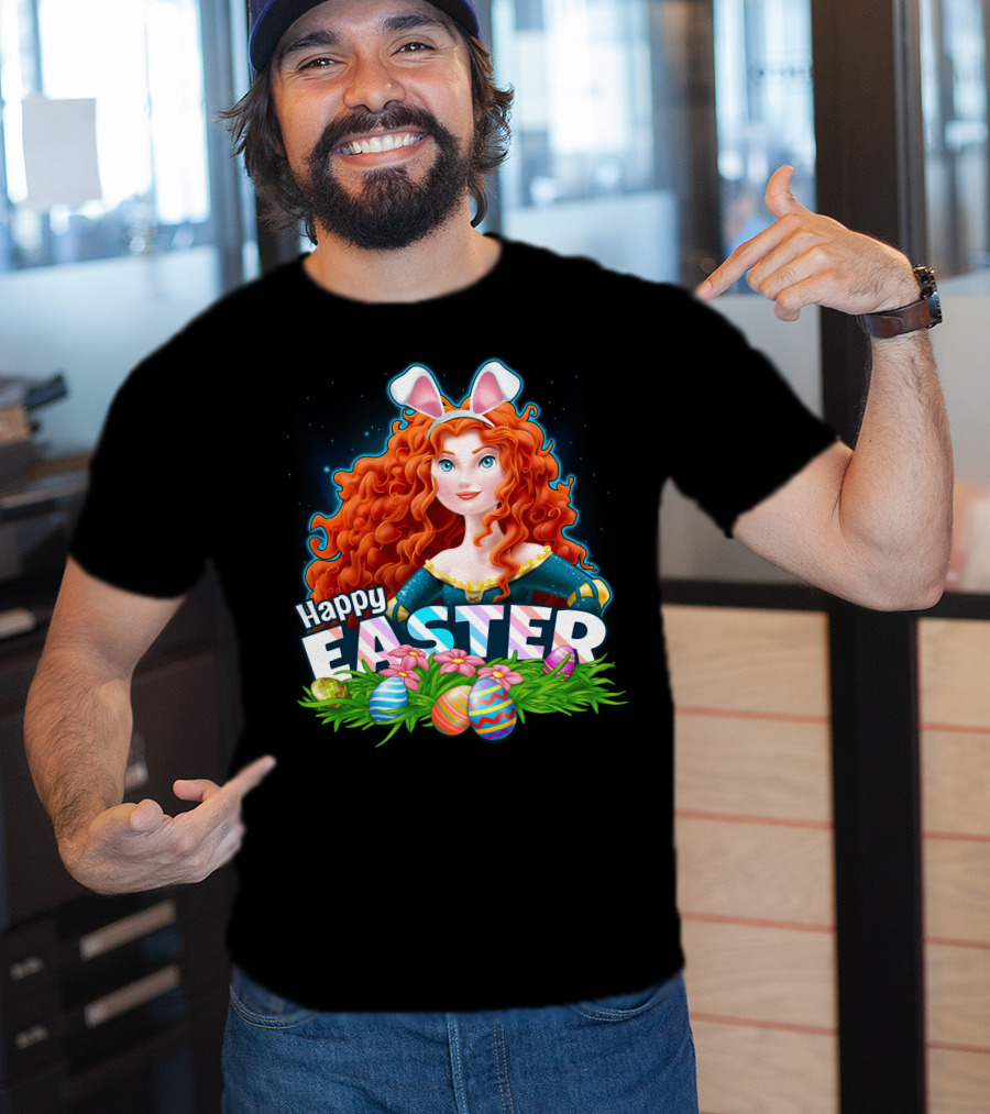 Merida Easter Celebration With Bunny Ears And Colorful Eggs T-Shirt
