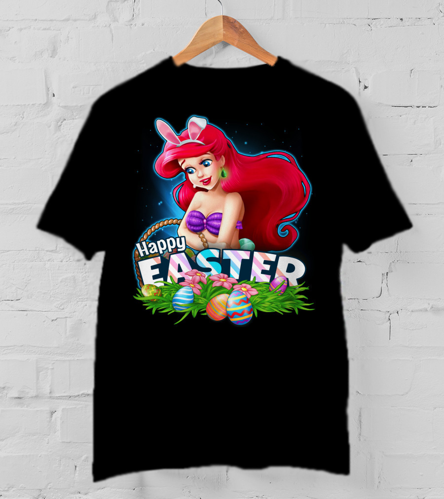Happy Easter Ariel With Easter Eggs And Bunny Ears T-Shirt