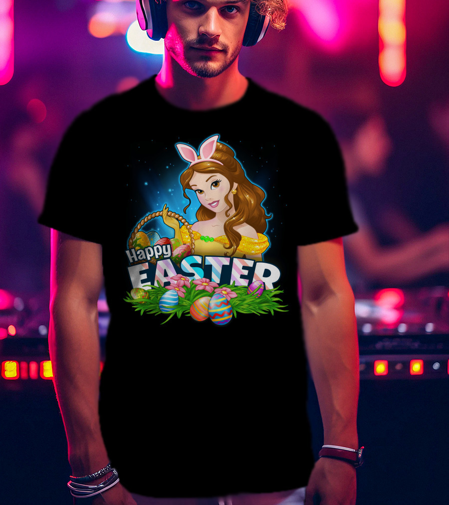 Happy Easter Bella Bunny Ears Basket And Painted Eggs T-Shirt