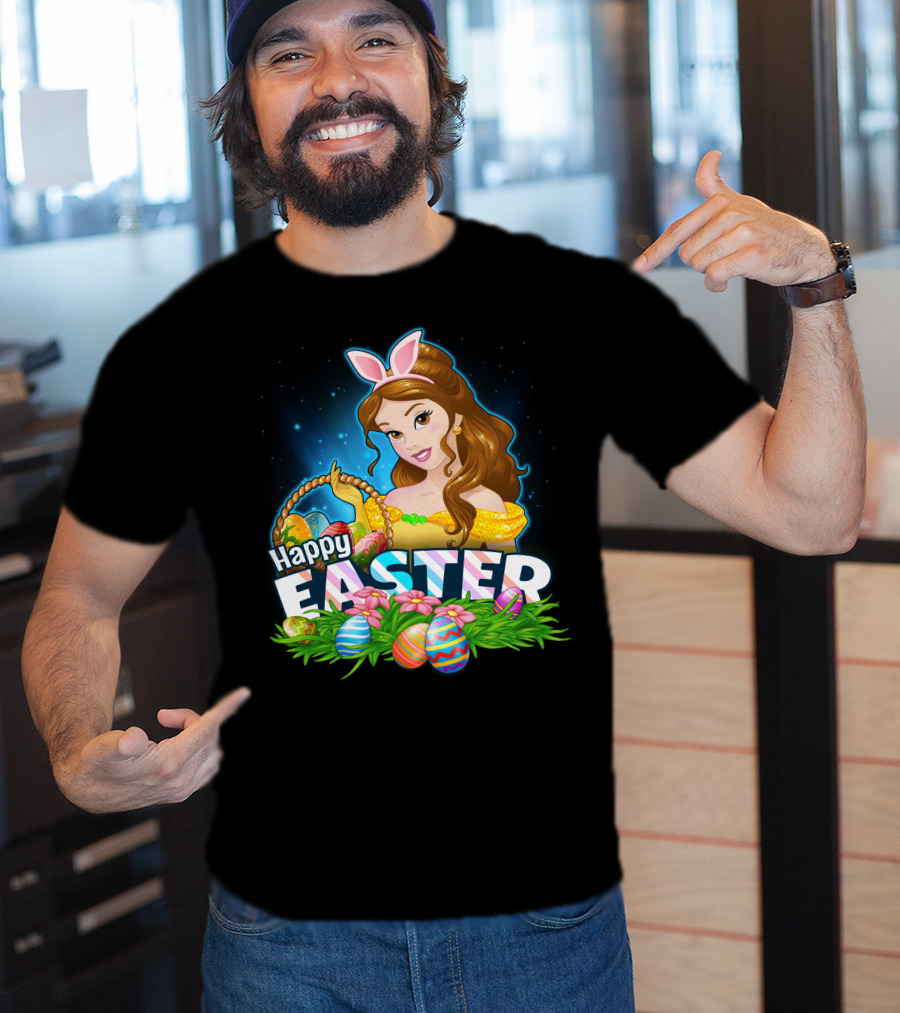 Happy Easter Bella Bunny Ears Basket And Painted Eggs T-Shirt