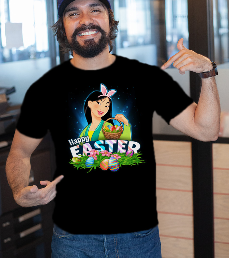 Happy Easter Mulan With Basket Of Colorful Eggs And Bunny Ears T-Shirt