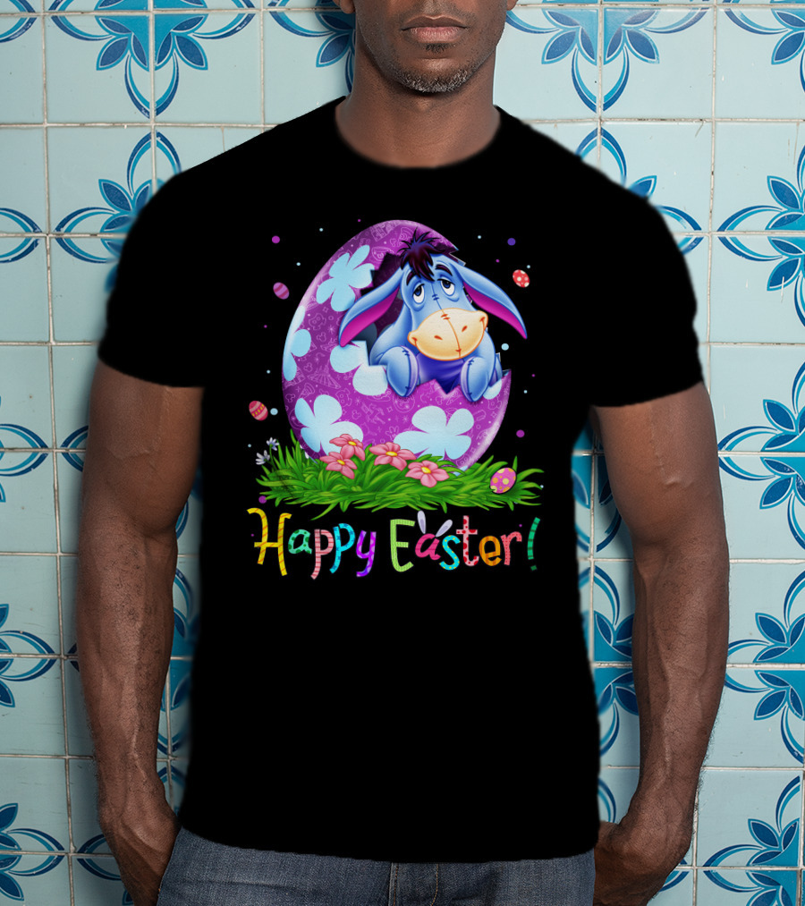 Eeyore Happy Easter Floral Egg And Flowers T-Shirt