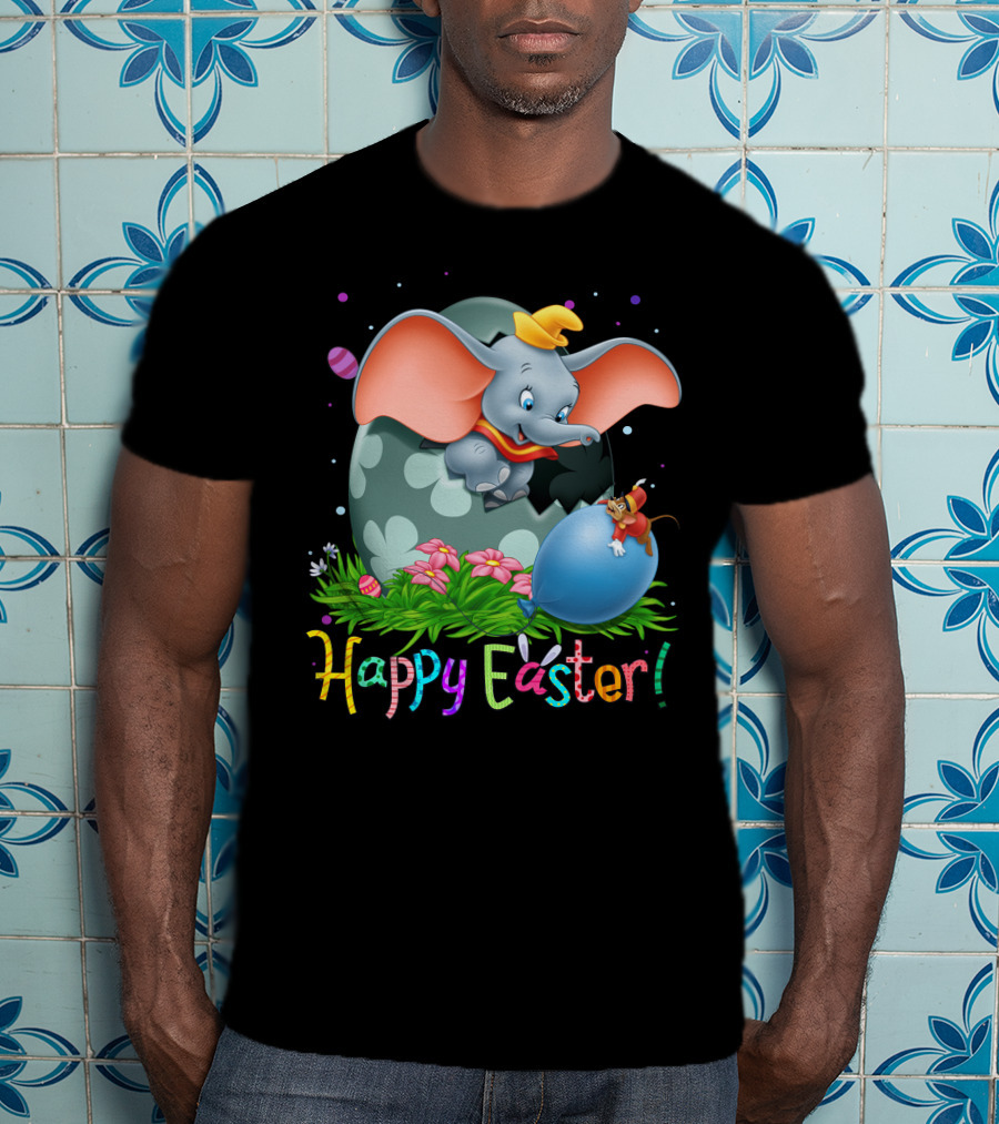 Happy Easter Dumbo Elephant In Easter Egg Scene T-Shirt