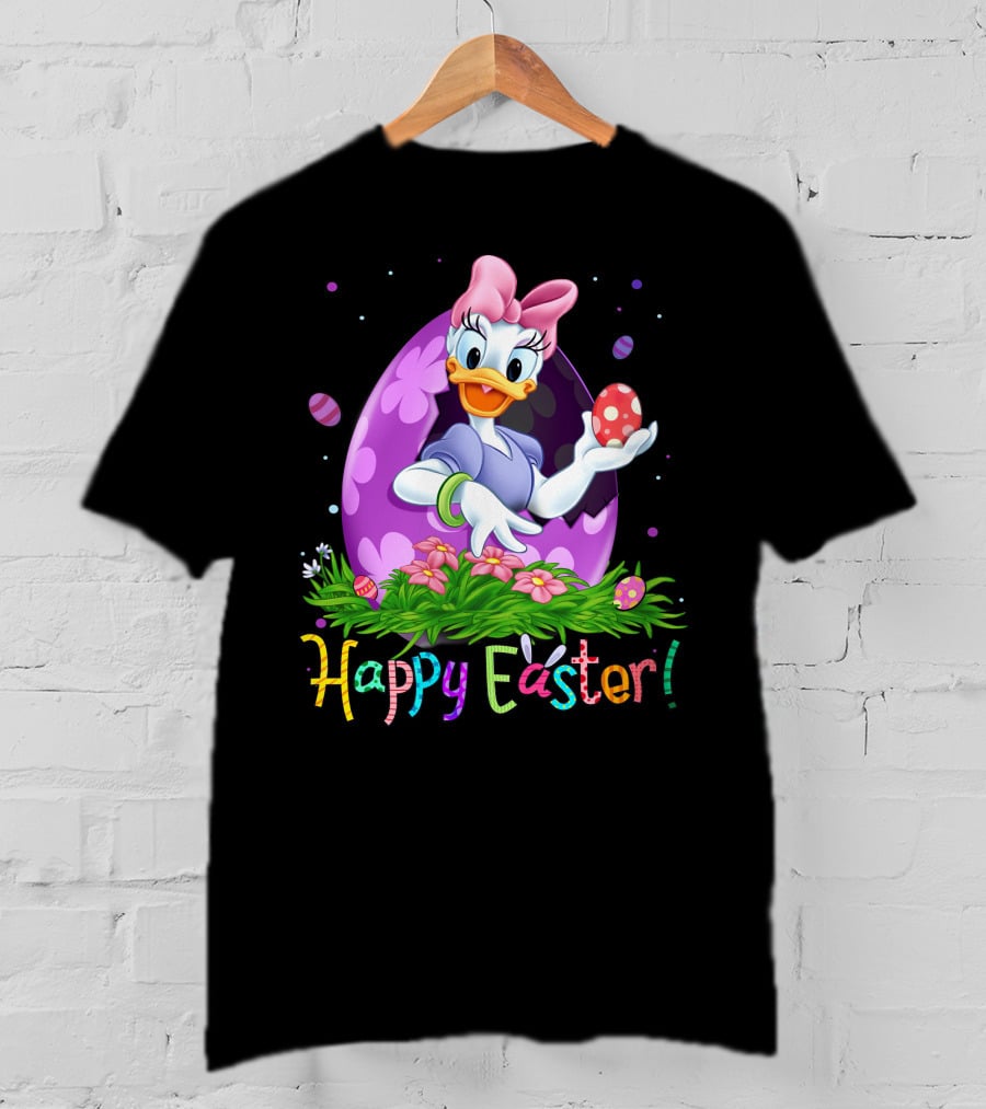 Happy Easter Daisy Duck Egg And Flowers T-Shirt