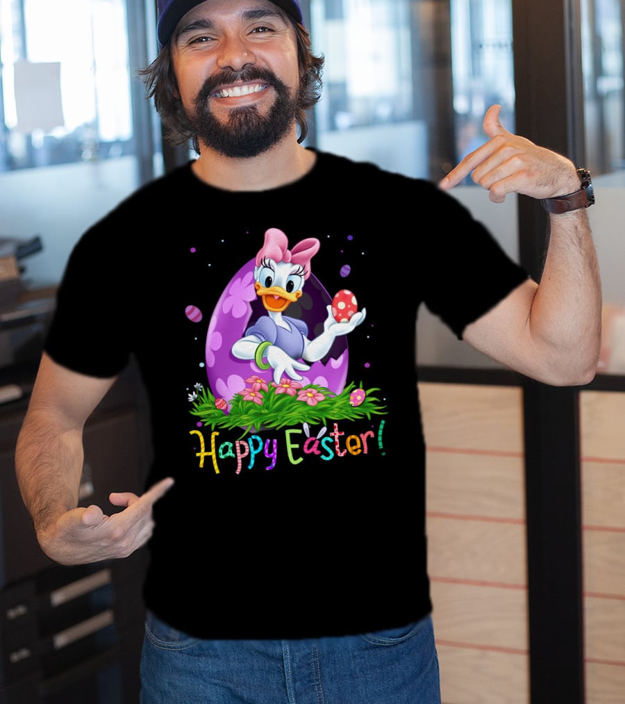 Happy Easter Daisy Duck Egg And Flowers T-Shirt