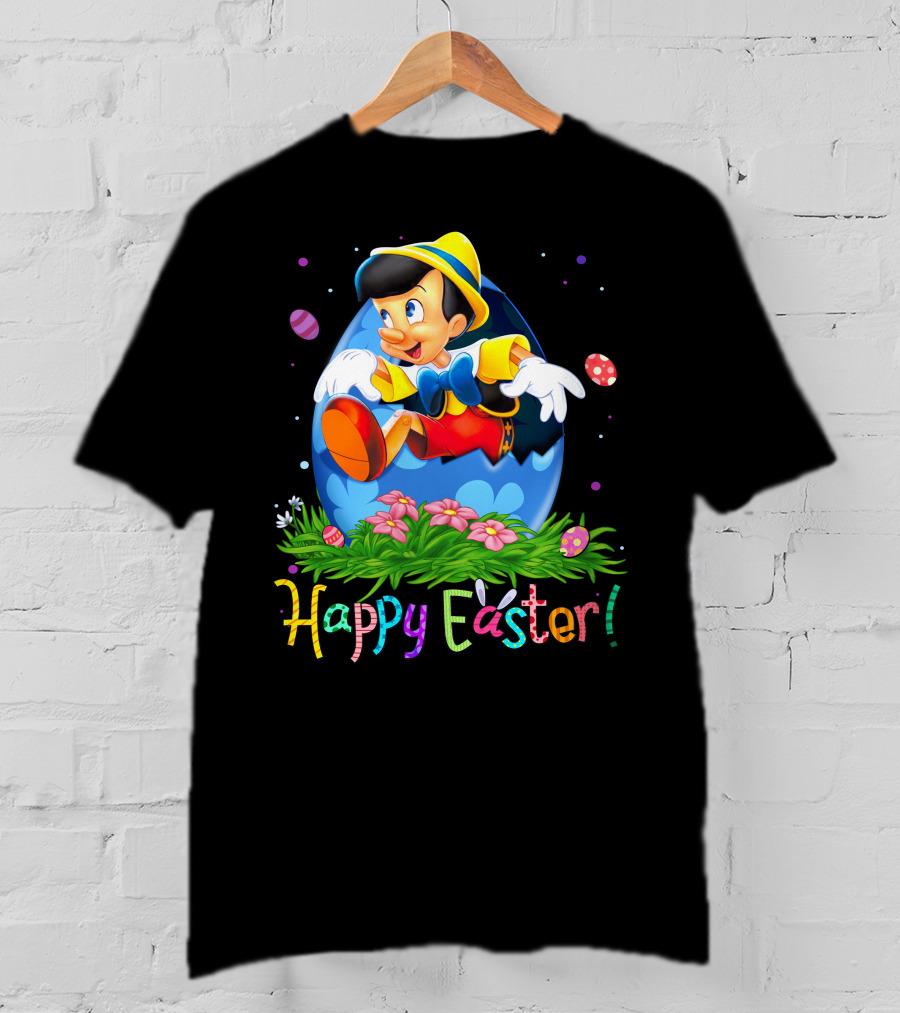 Happy Easter Pinocchio Egg And Flowers T-Shirt