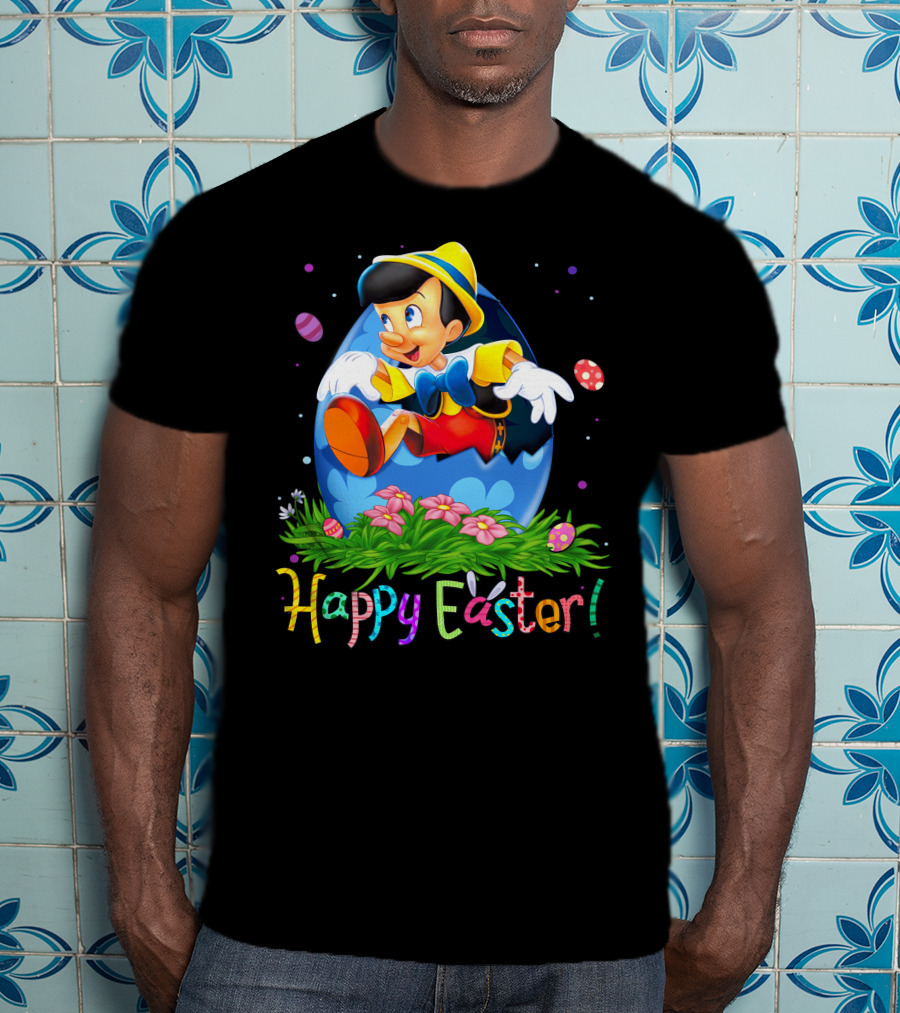 Happy Easter Pinocchio Egg And Flowers T-Shirt