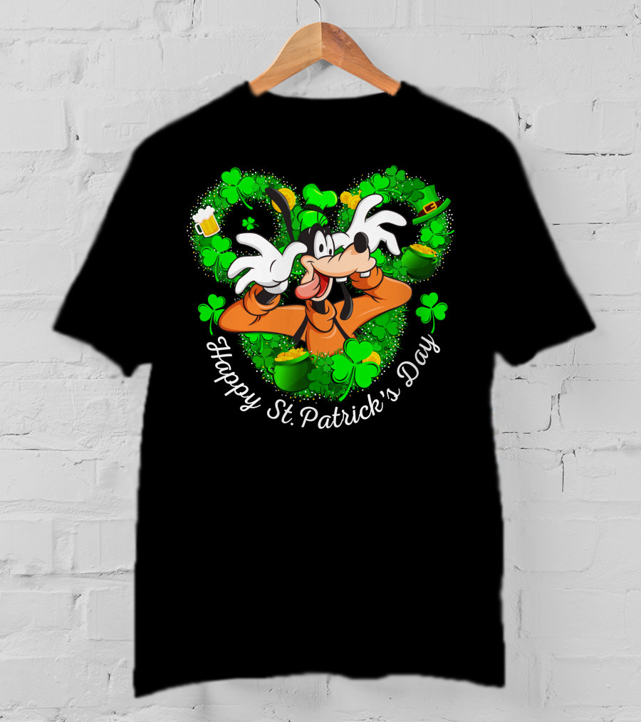 Goofy Happy St. Patrick's Day Shamrock Beer Mug Pot Of Gold T-Shirt