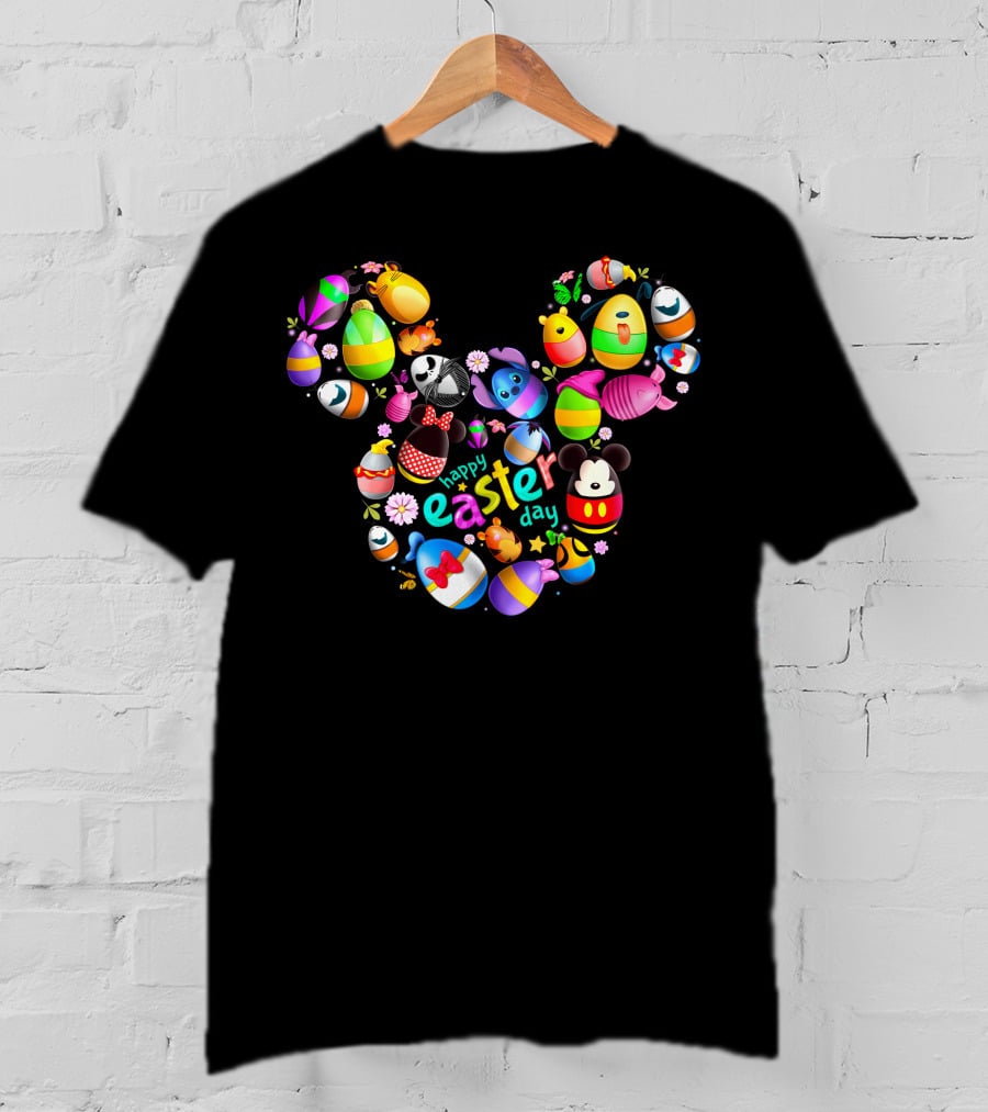 Disney Characters Easter Day Celebration In Iconic Mickey Ears Shape T-Shirt