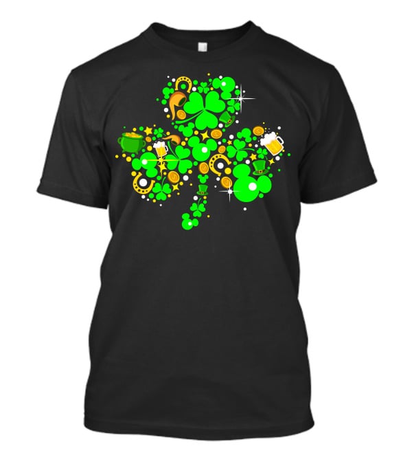 Shamrock St. Patrick's Day Mickey Mouse Beer Mug Horseshoe Pot Of Gold T-Shirt