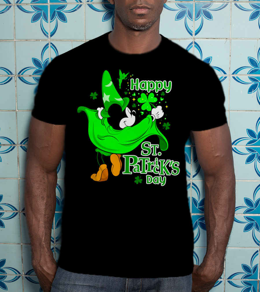 Happy St. Patrick's Day Mickey Fantasia Sparkling Clover And Shamrocks T-Shirt