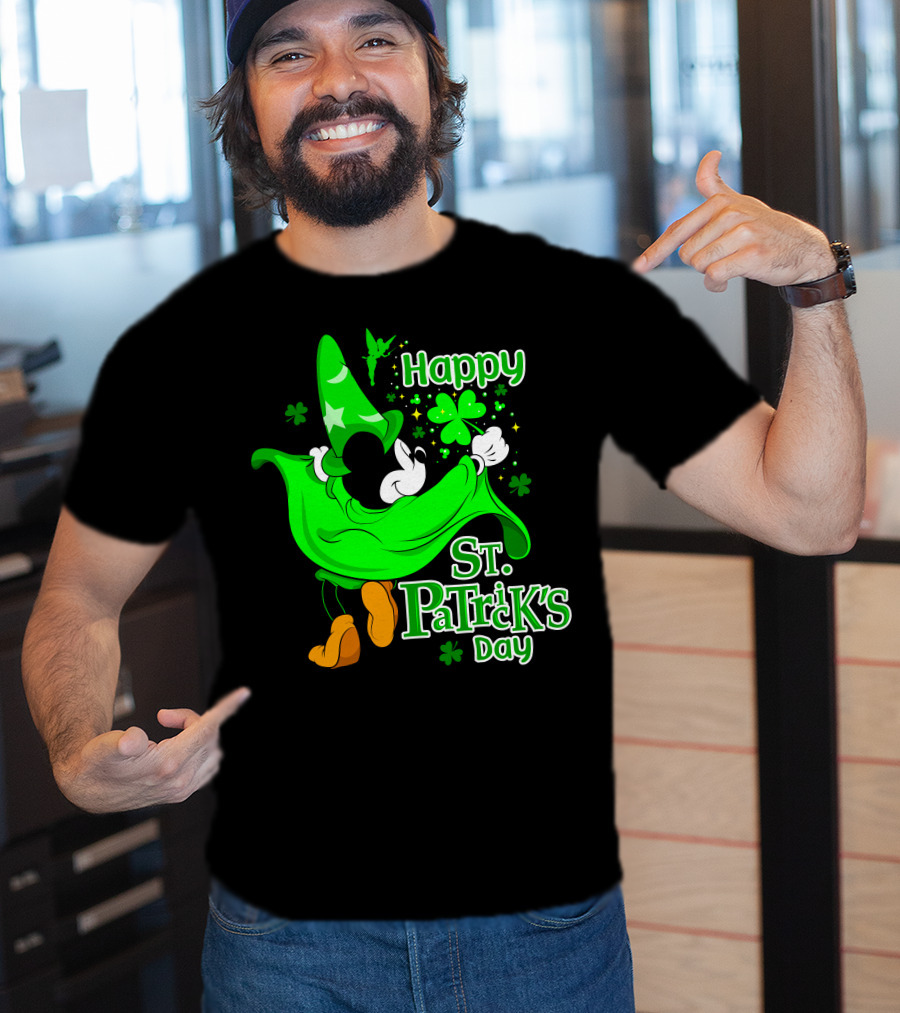 Happy St. Patrick's Day Mickey Fantasia Sparkling Clover And Shamrocks T-Shirt