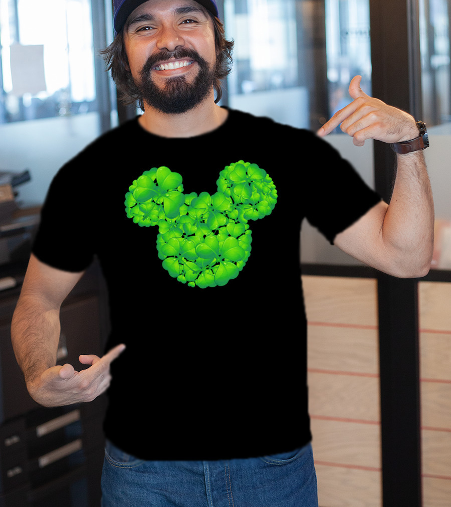 Mickey Shamrocks Green Clover Minnie Ears St. Patrick's Day T-Shirt