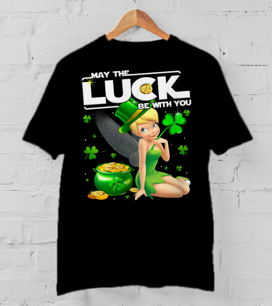 Tinkerbell May The Luck Be With You Shamrock And Pot Of Gold T-Shirt