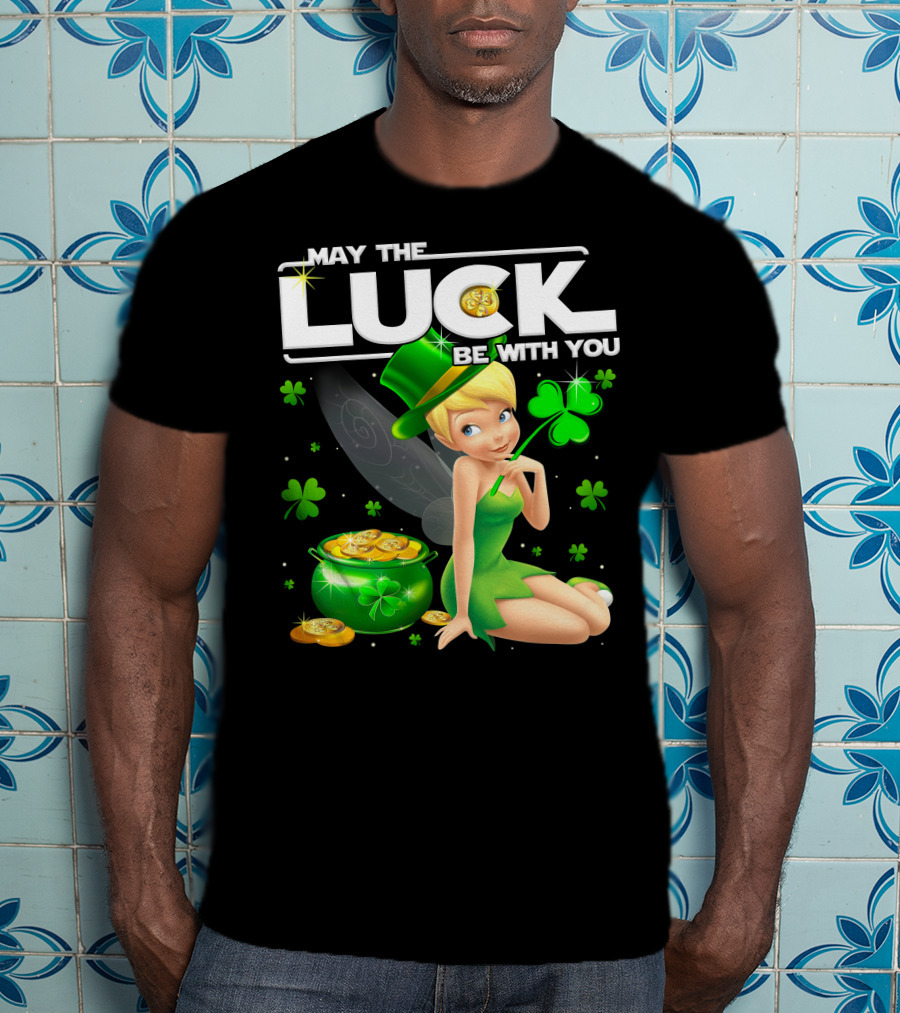Tinkerbell May The Luck Be With You Shamrock And Pot Of Gold T-Shirt