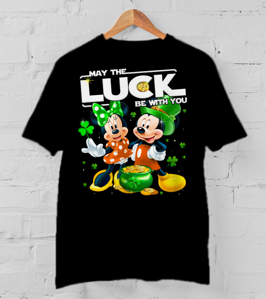 May The Luck Be With You Mickey And Minnie St. Patrick's Theme T-Shirt