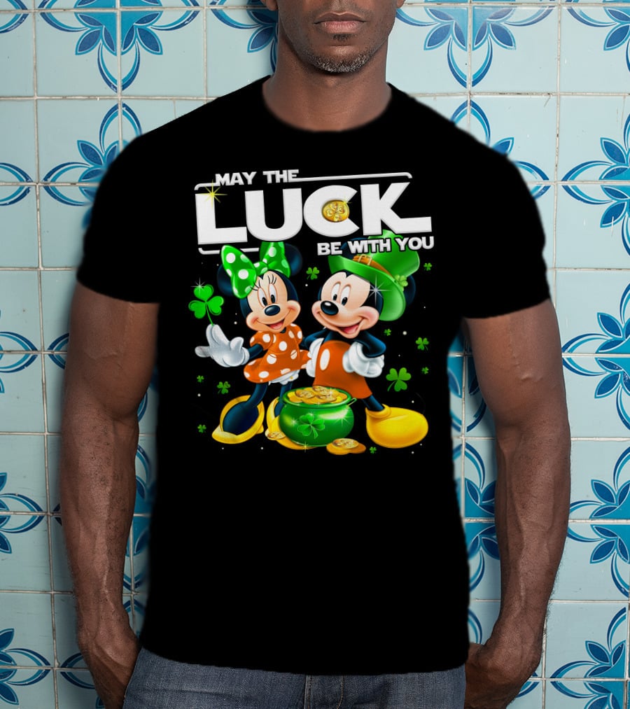 May The Luck Be With You Mickey And Minnie St. Patrick's Theme T-Shirt