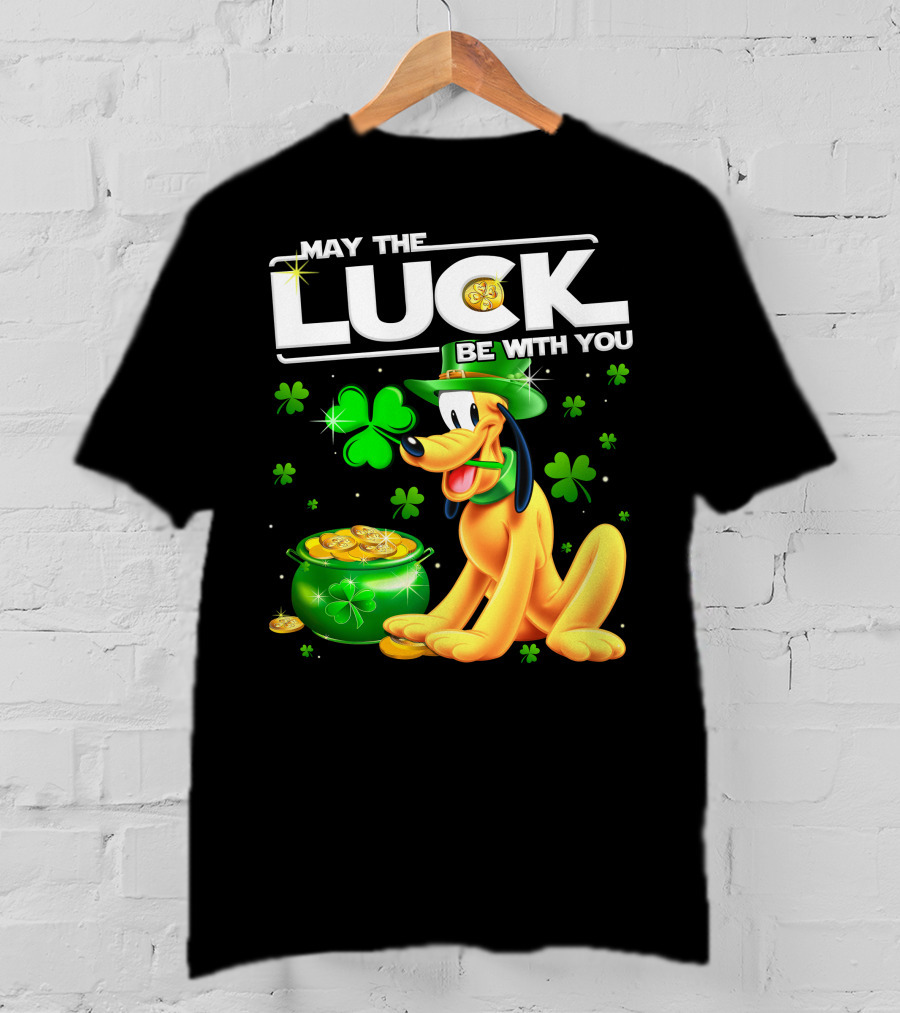 May The Luck Be With You Pluto Shamrock Coins Green Hat T-Shirt