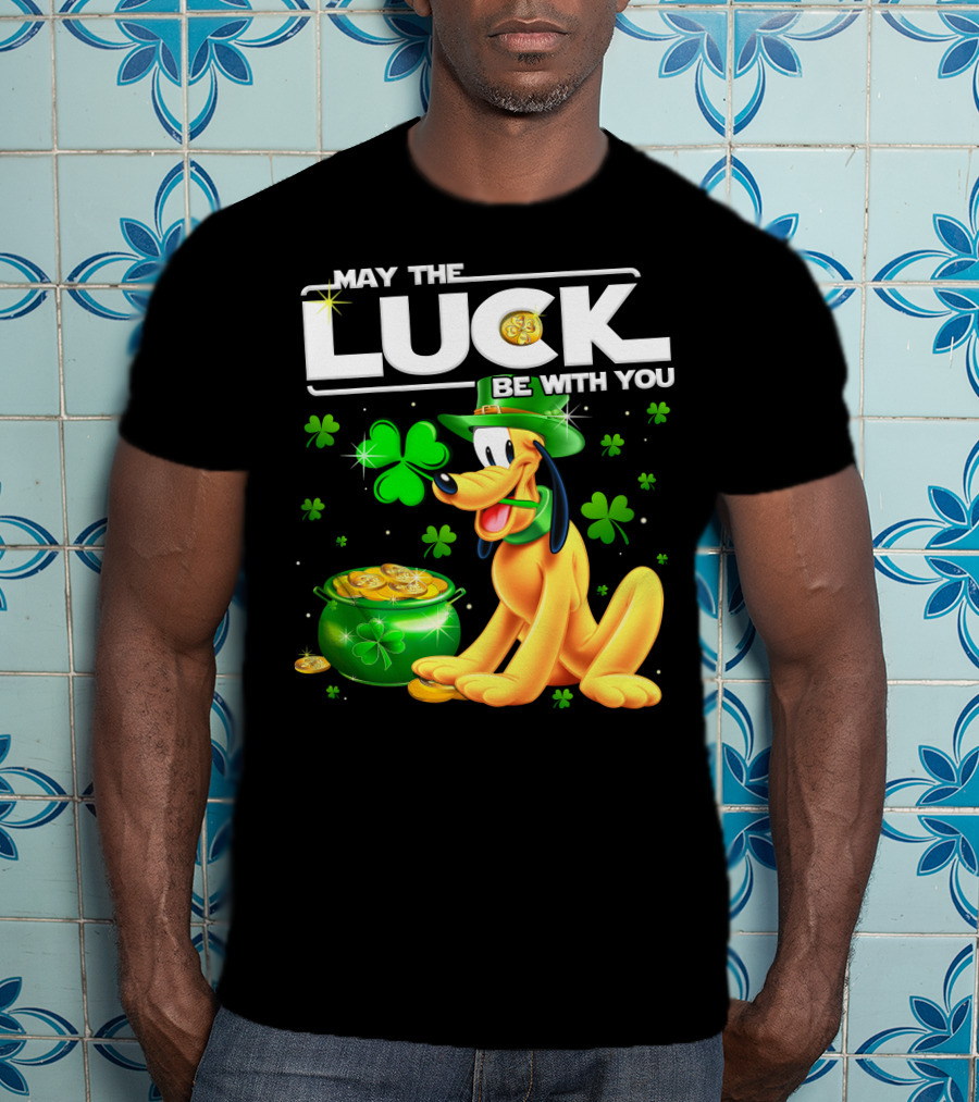 May The Luck Be With You Pluto Shamrock Coins Green Hat T-Shirt