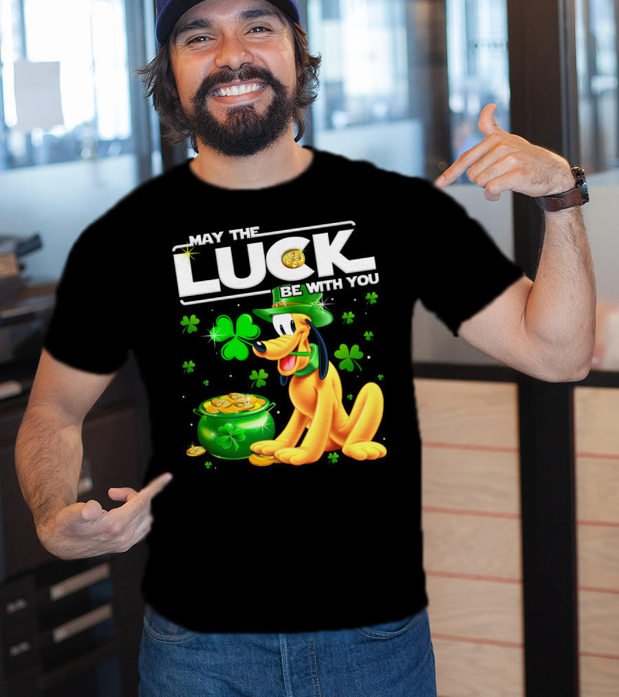 May The Luck Be With You Pluto Shamrock Coins Green Hat T-Shirt