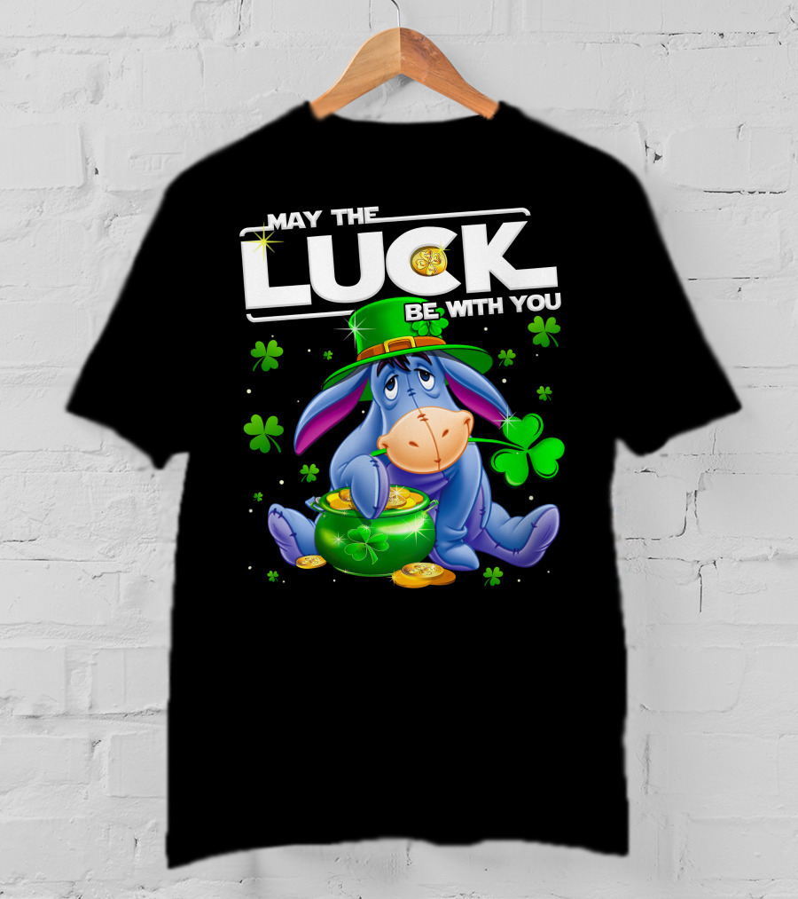 May The Luck Be With You Eeyore Leprechaun Clover Gold Coins T-Shirt