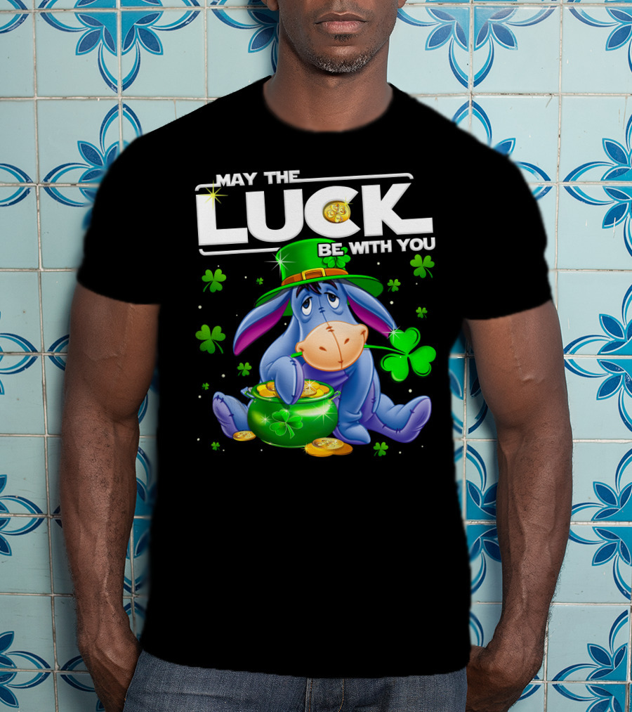 May The Luck Be With You Eeyore Leprechaun Clover Gold Coins T-Shirt