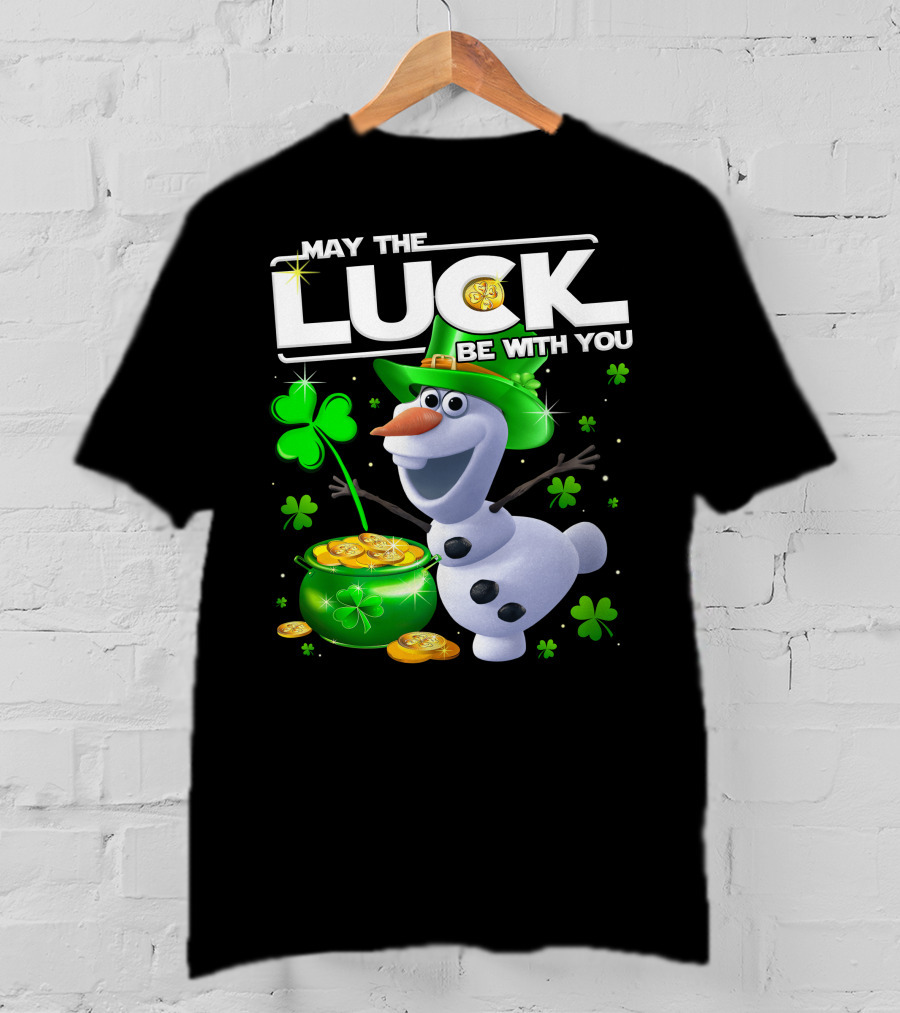 Olaf May The Luck Be With You St. Patrick's Day Clover Coins T-Shirt