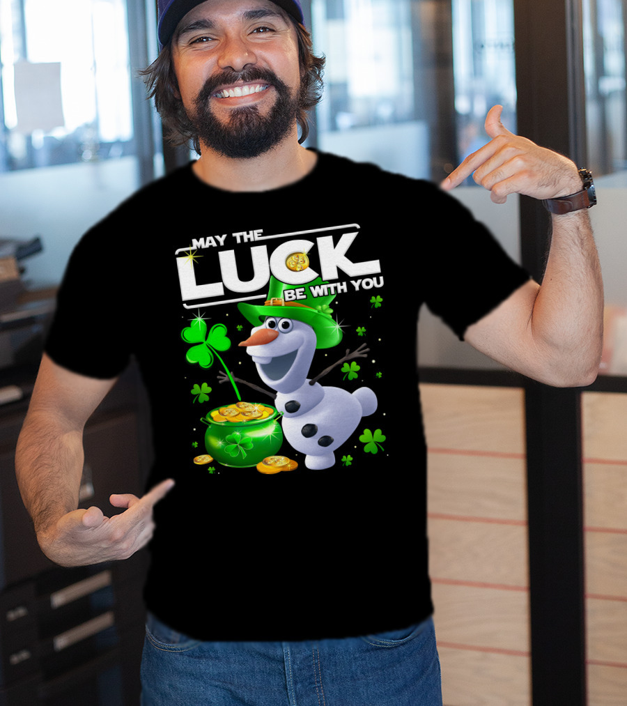 Olaf May The Luck Be With You St. Patrick's Day Clover Coins T-Shirt