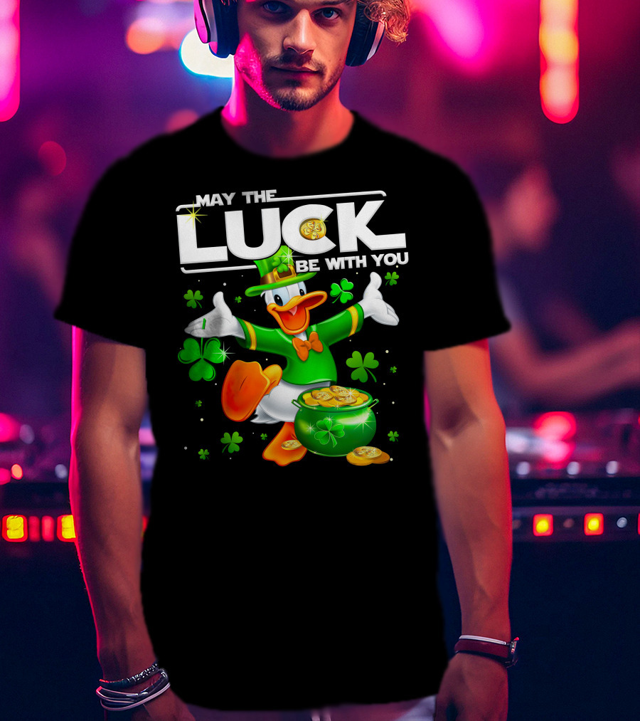 Donald May The Luck Be With You St. Patrick's Day Leprechaun Duck With Pot Of Gold T-Shirt