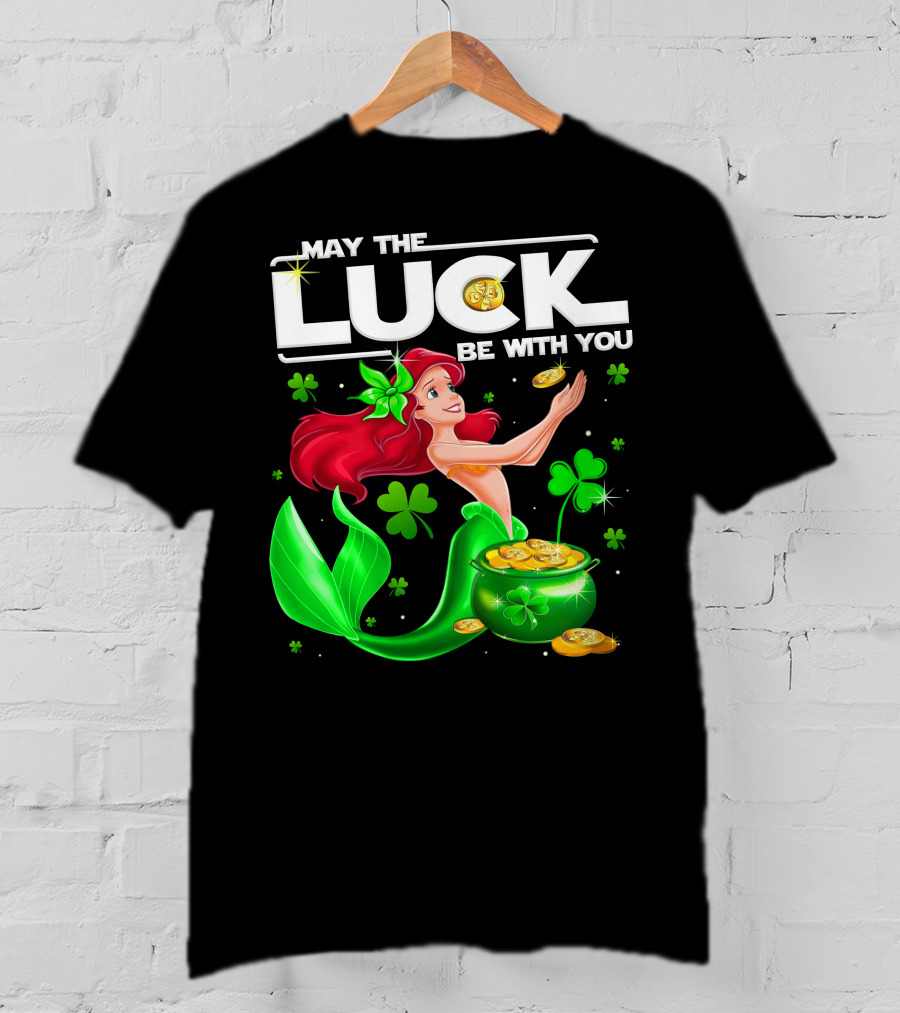 Ariel May The Luck Be With You Mermaid Shamrock Coins T-Shirt