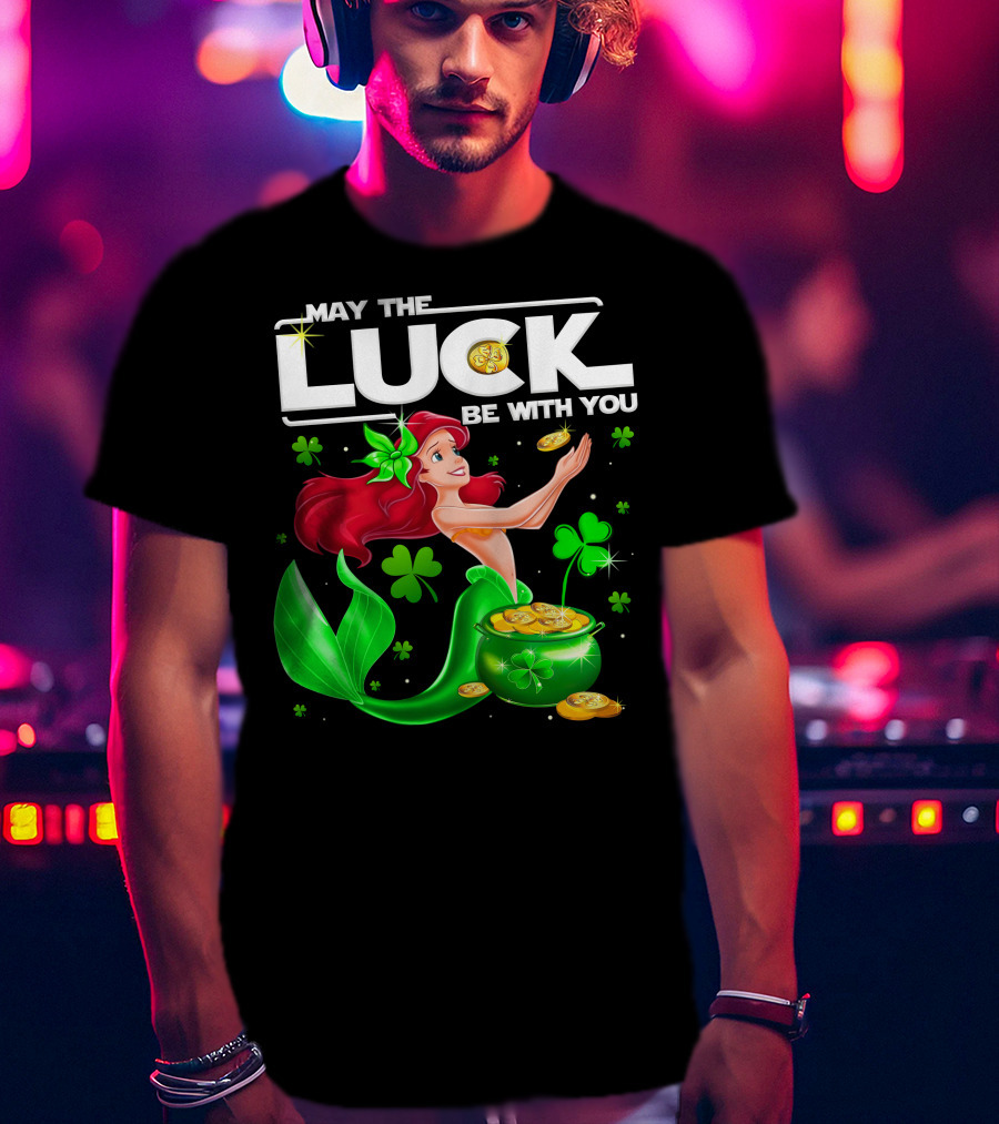 Ariel May The Luck Be With You Mermaid Shamrock Coins T-Shirt
