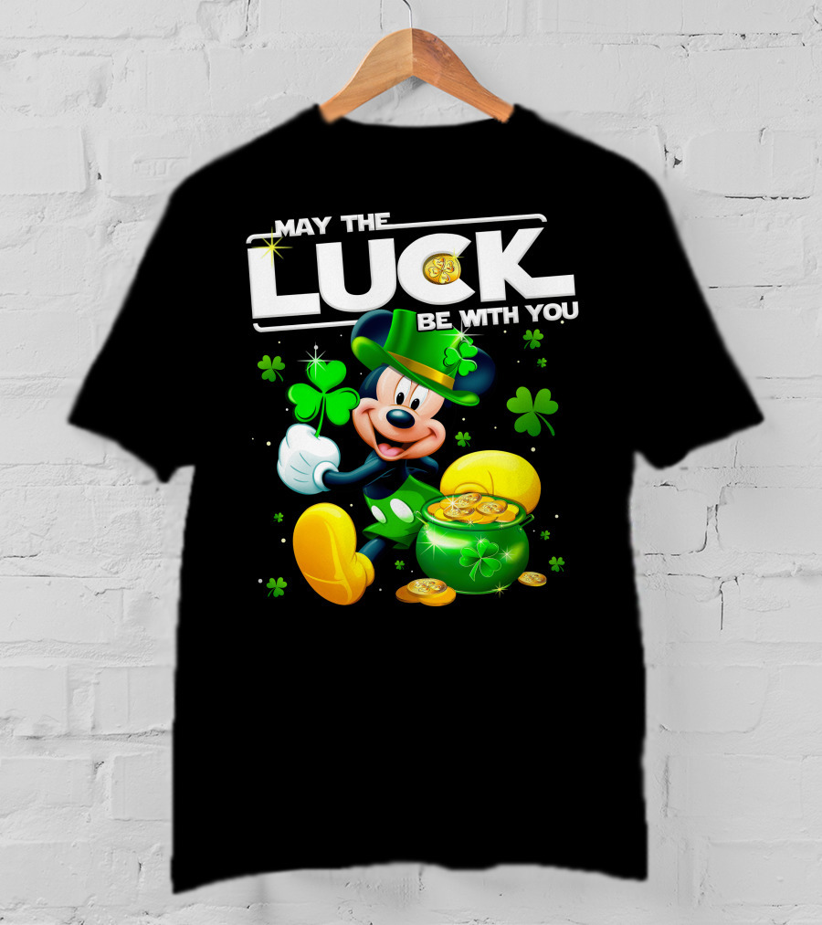 Mickey Mouse May The Luck Be With You Shamrock Coins T-Shirt