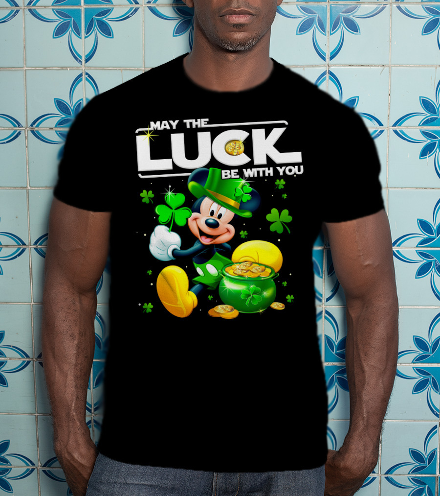 Mickey Mouse May The Luck Be With You Shamrock Coins T-Shirt
