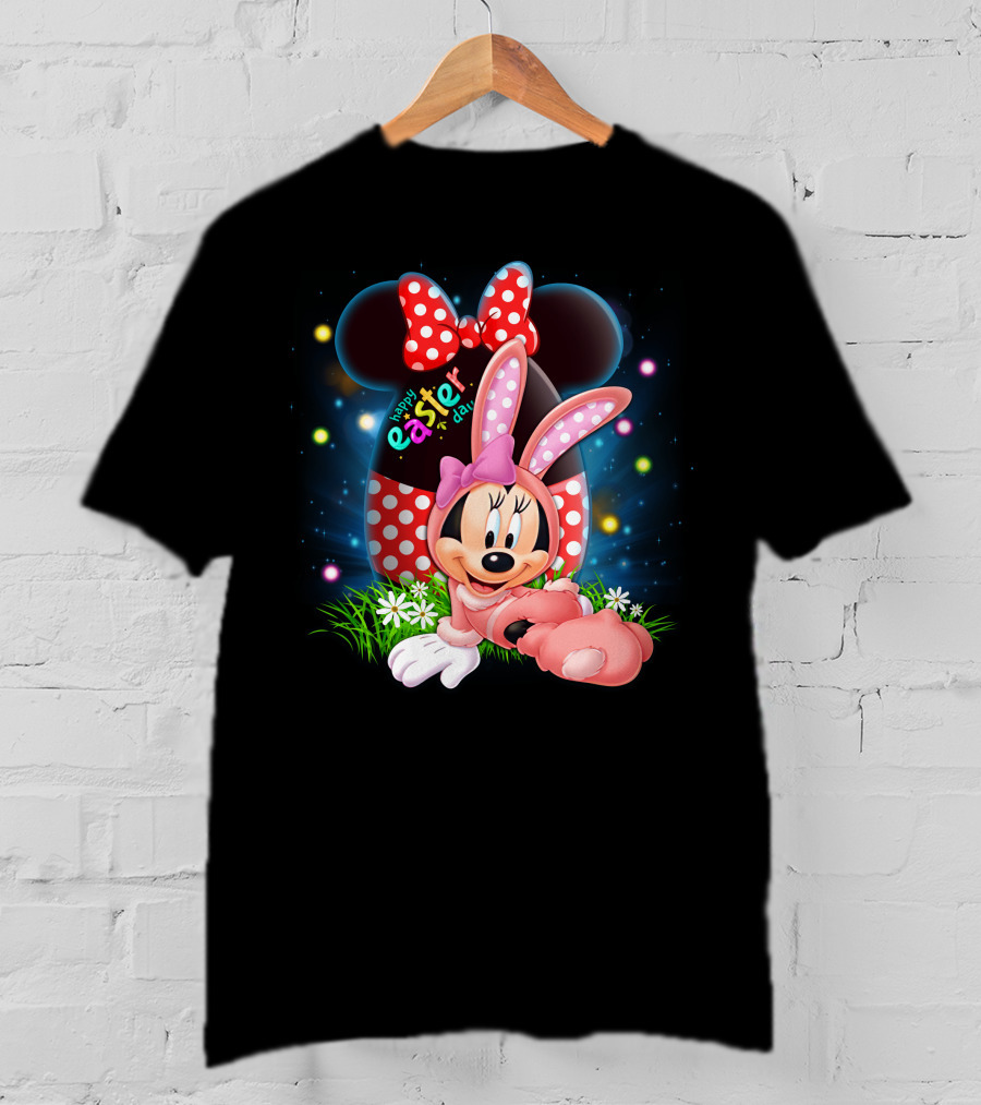Minnie Mouse Happy Easter Day Polka Dot Bunny Ears T-Shirt