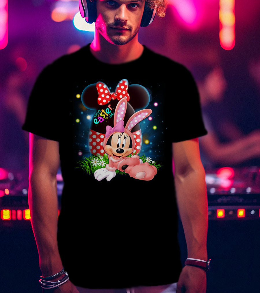 Minnie Mouse Happy Easter Day Polka Dot Bunny Ears T-Shirt
