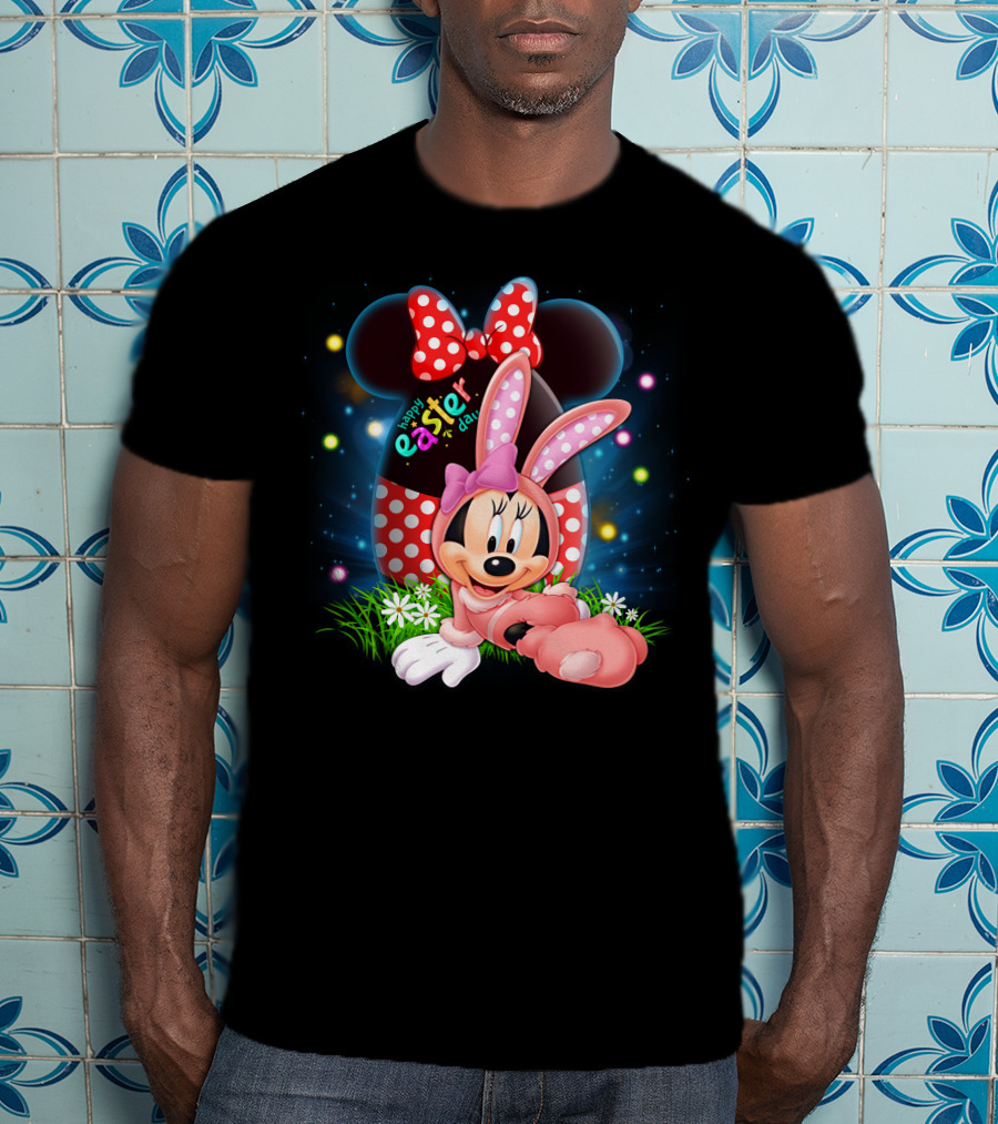 Minnie Mouse Happy Easter Day Polka Dot Bunny Ears T-Shirt