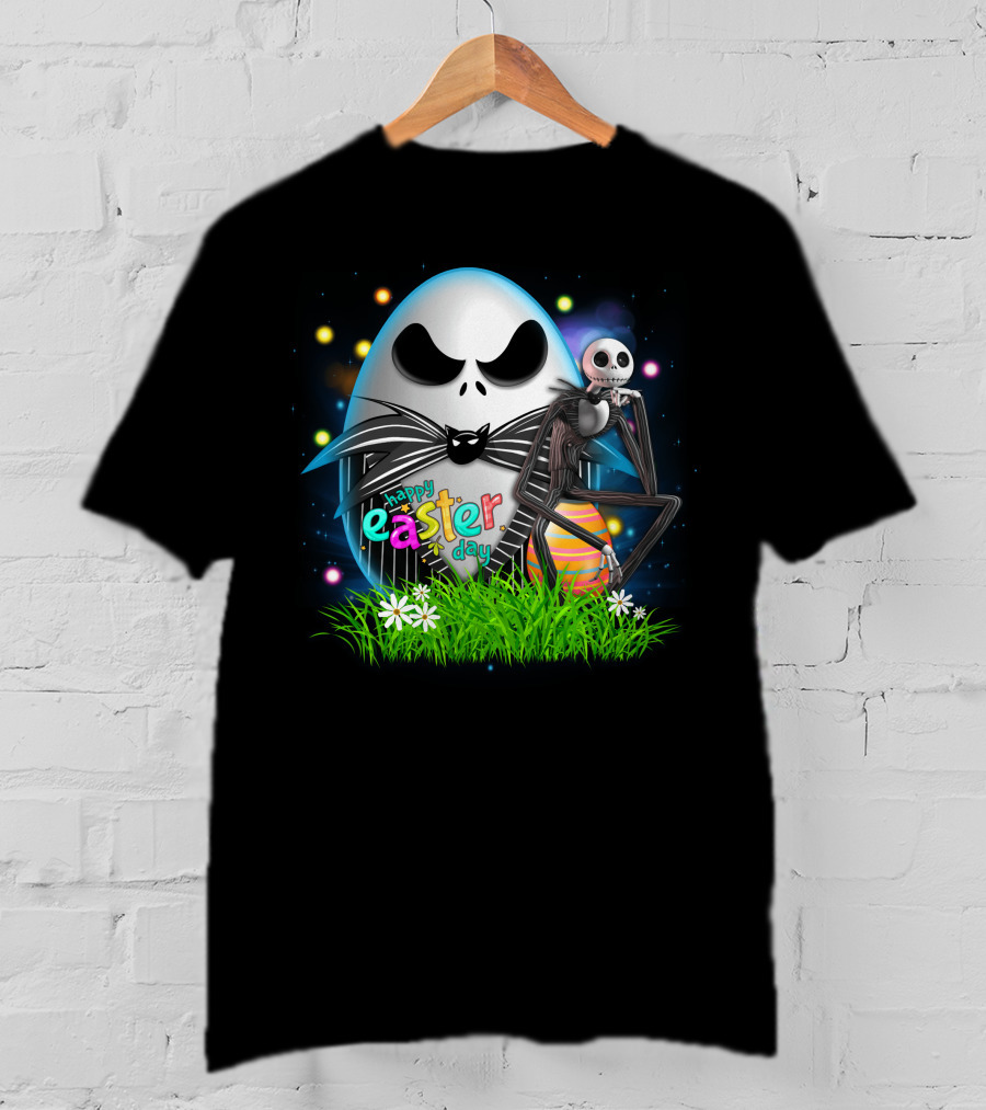 Happy Easter Day Jack Skellington Sitting By Egg T-Shirt