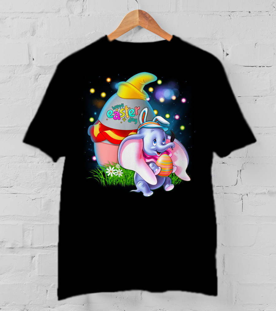 Happy Easter Day Dumbo With Colorful Egg And Hat T-Shirt