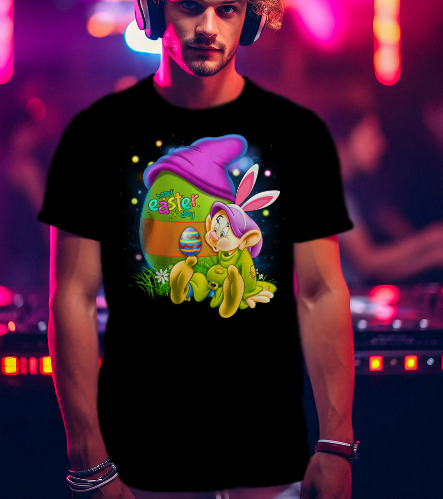 Happy Easter Day Dopey With Colorful Egg And Bunny Ears T-Shirt