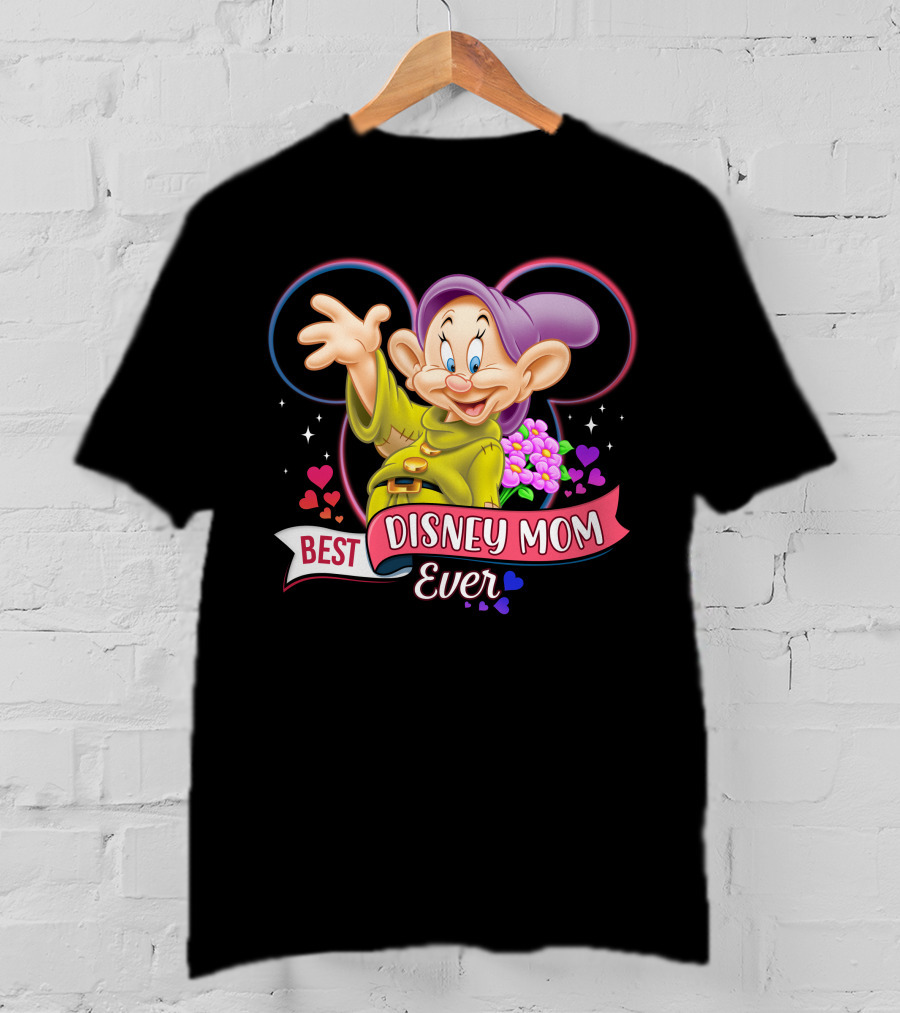 Best Disney Mom Ever Dopey Mickey Icon Hearts Flowers T-Shirt