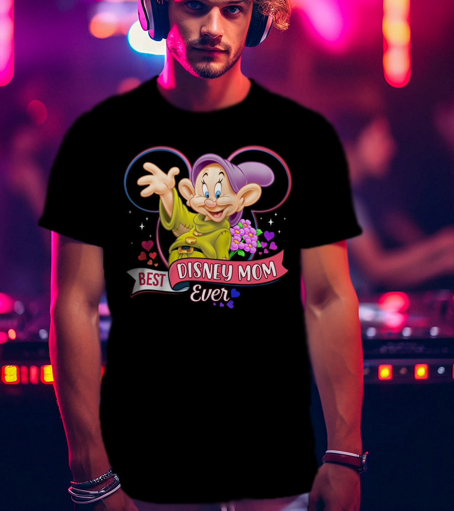Best Disney Mom Ever Dopey Mickey Icon Hearts Flowers T-Shirt