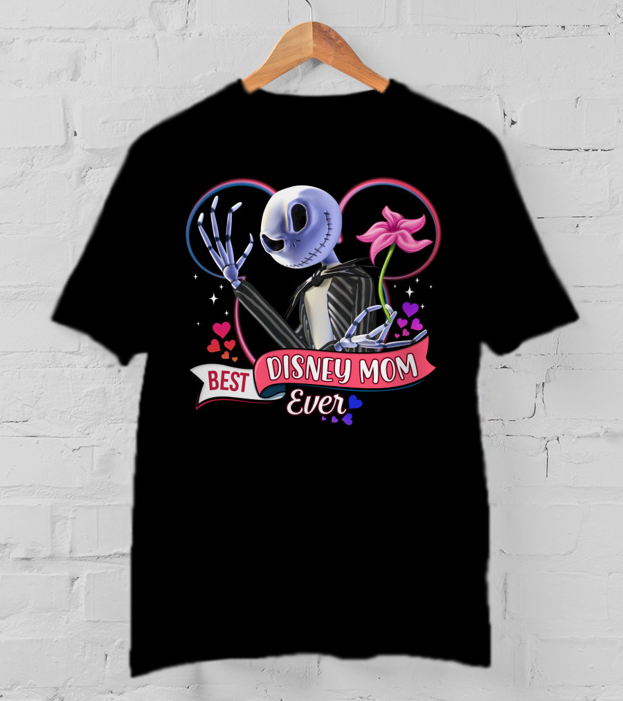 Best Disney Mom Ever Jack Skellington Heart Flower T-Shirt